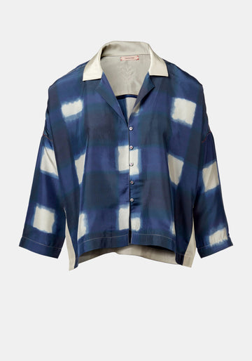 Shirt Botanic Collar Watercolour Checks Indigo