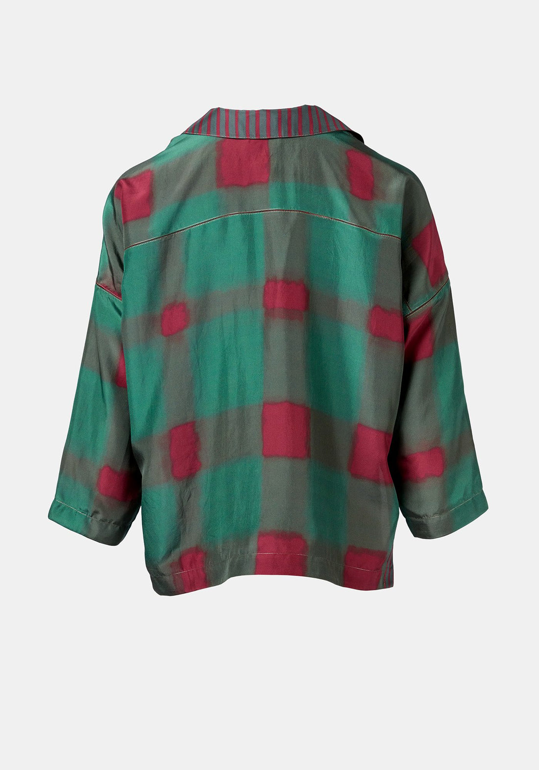 Shirt Botanic Collar Watercolour Checks Malachite Green