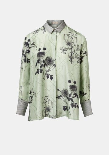 Shirt Simple Taj Flowers Silver Green