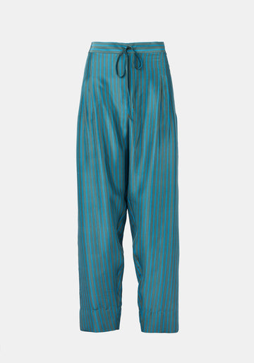 Trousers Peter Stripes Duck Green l Snorkel Blue