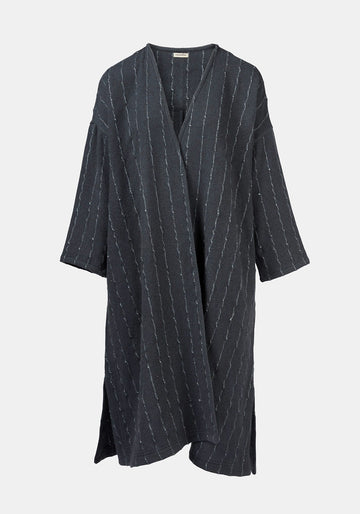 Coat Lall Hemp Stripes Dark Night