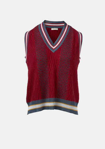 Vest Tender Jacquard Cable Cherry