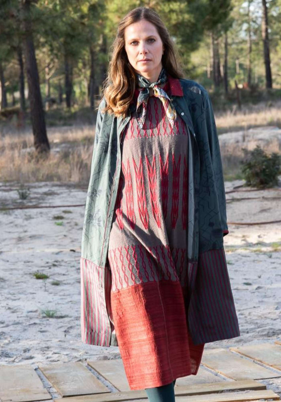 Tunic Chopin Taj Flowers Duck Green