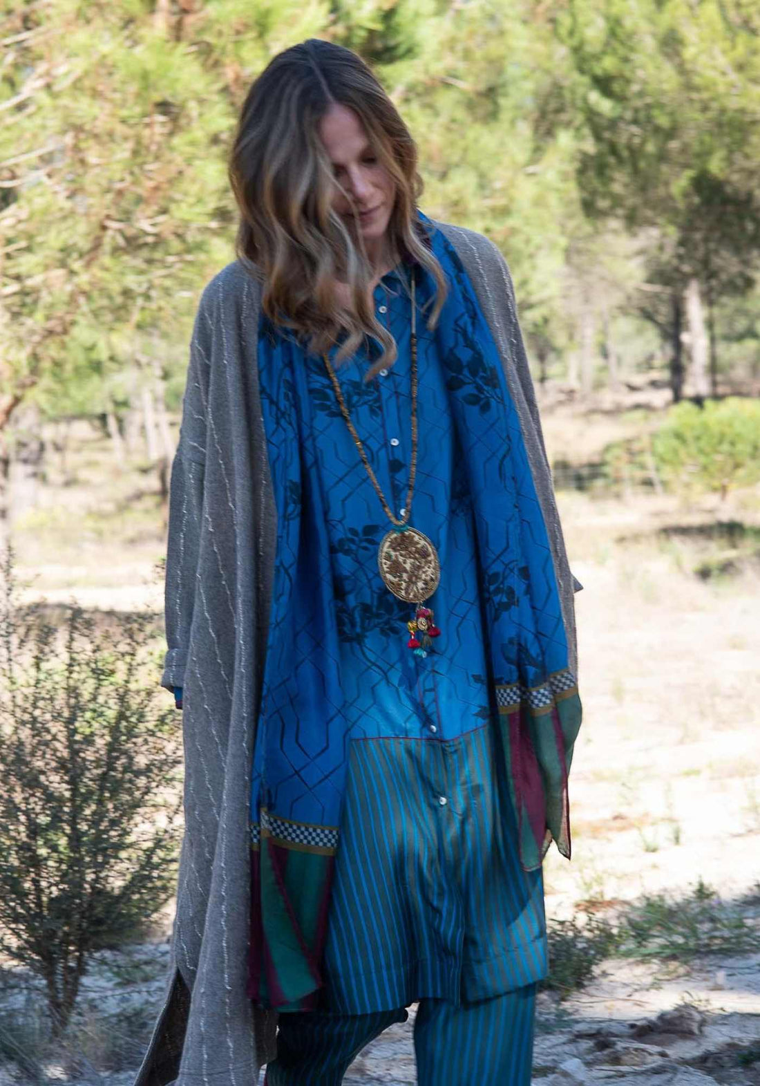 Tunic Chopin Taj Flowers Snorkel Blue