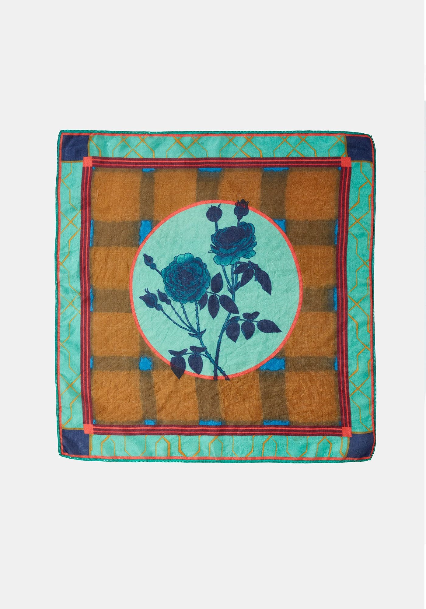 Scarf Square Blue Roses