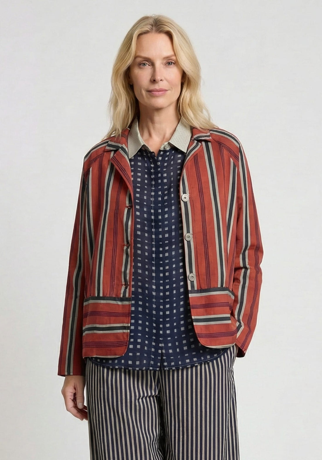 Coat Garconette Pyjama Stripes Burnt Ochre