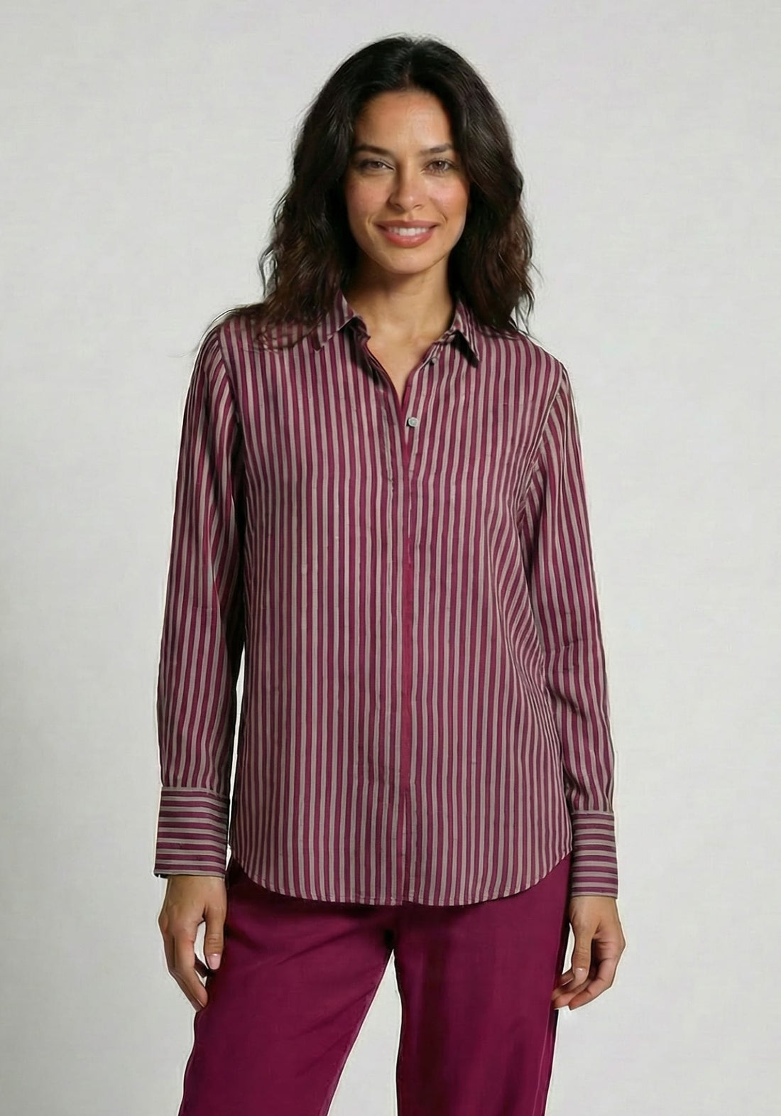 Shirt Simple Stripes Beet Red