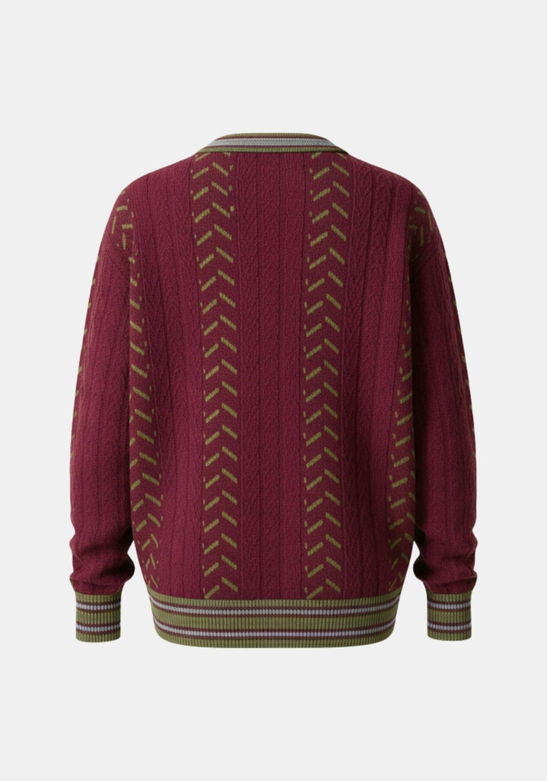 Cardigan Long Jacquard Cable Beet Red