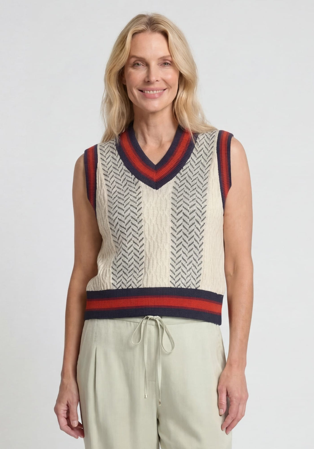 Vest Aloe Wash Jacquard Cable Aloe Wash