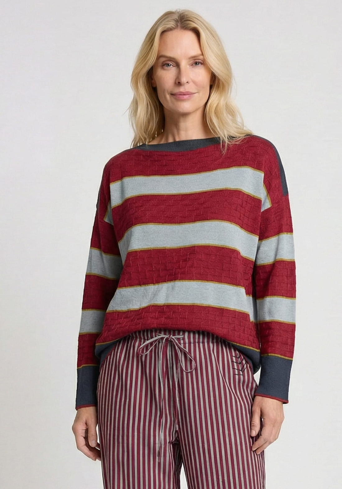 Jumper Pelican Stripes Beet Red l Jadeite